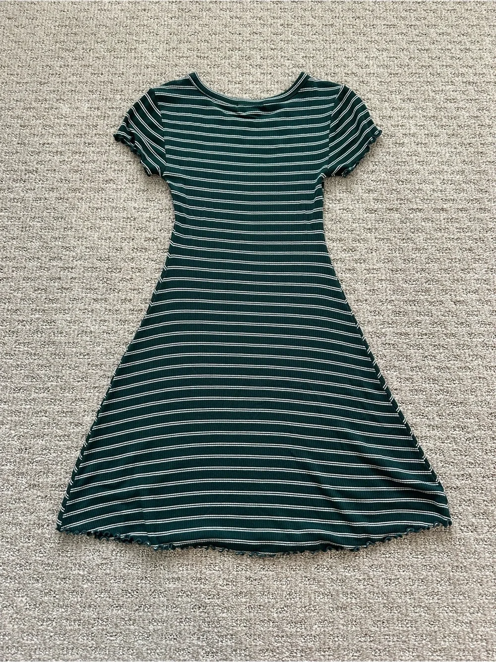 Casual Green Striped Scoop Neck Dress